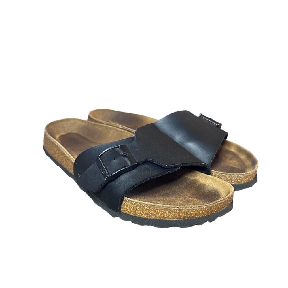 Betula by Birkenstock Catalina Black Faux Leather slip on sandals size 39
